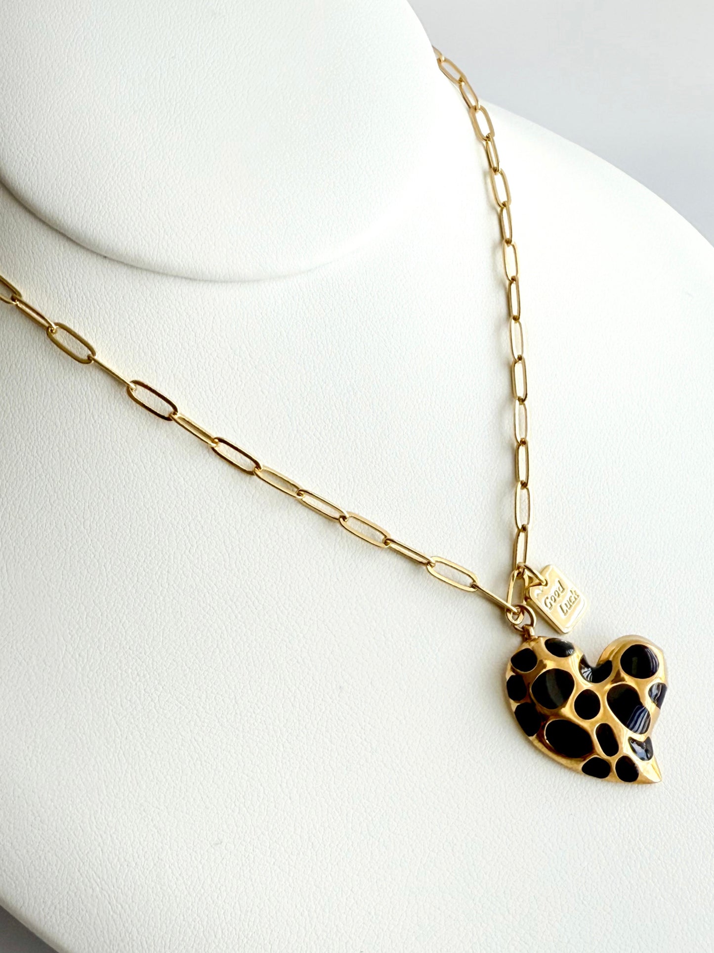Black Heart Paperclip Necklace