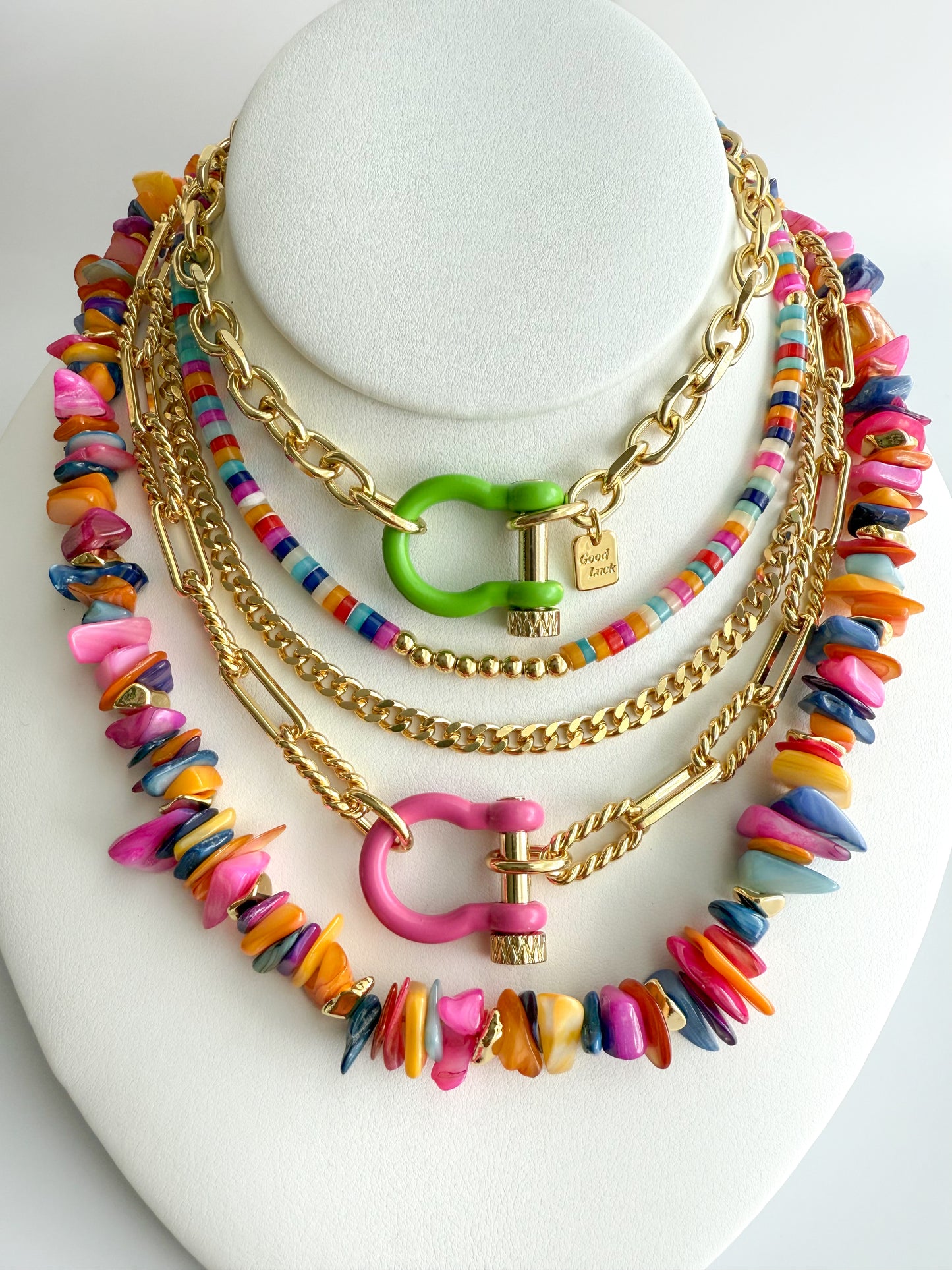 Mother of Pearl Chip Beaded Necklace - Limited Edition
