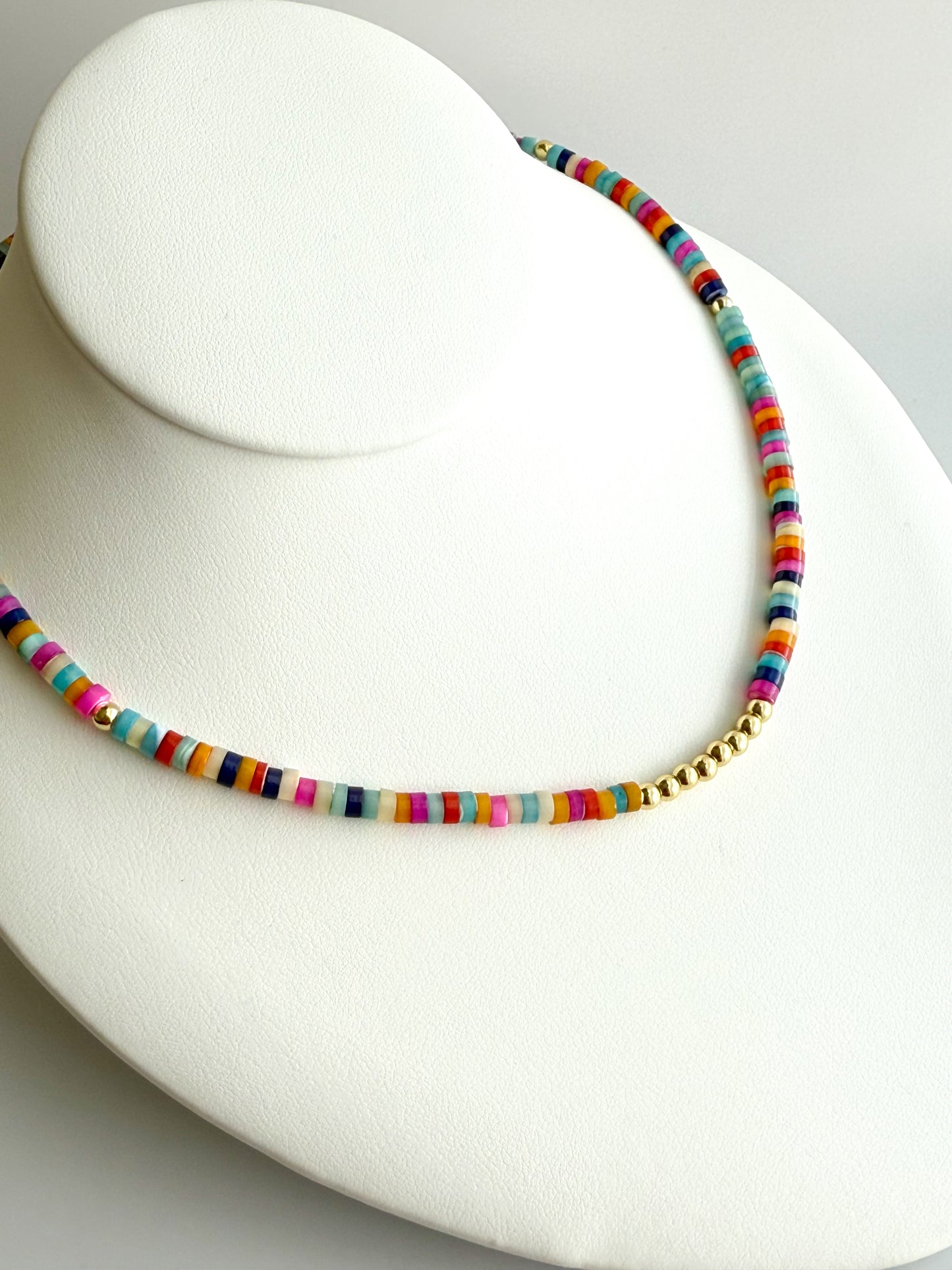 Mother of Pearl Heishi Beaded Necklace - Limited Edition