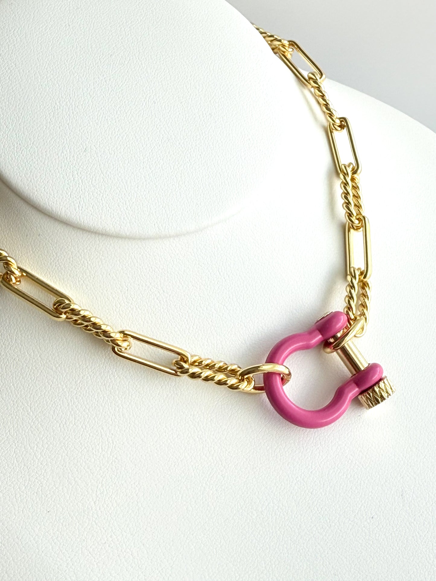 Hot Pink Horseshoe Necklace
