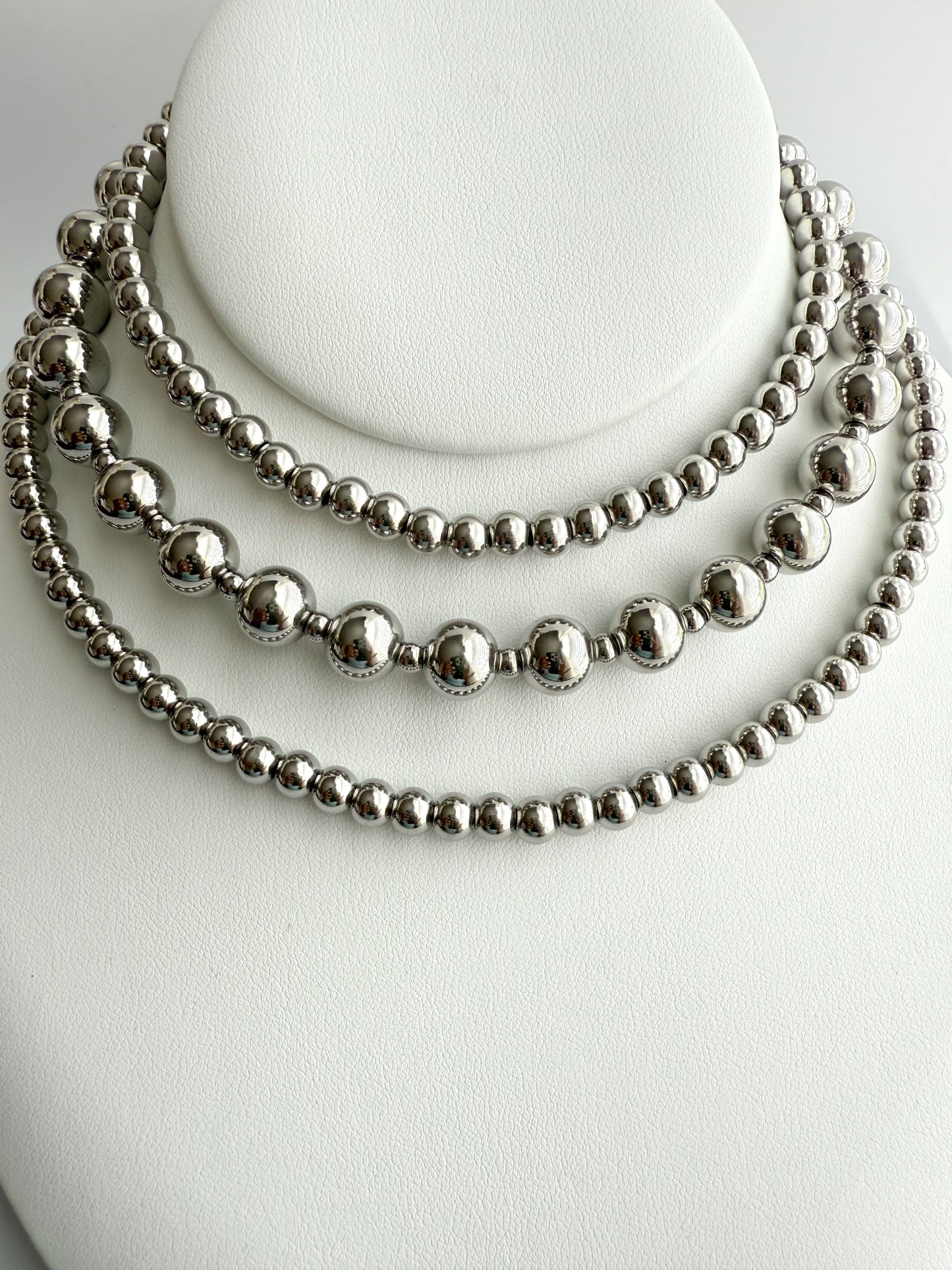 10mm Stainless Steel Beaded Necklace