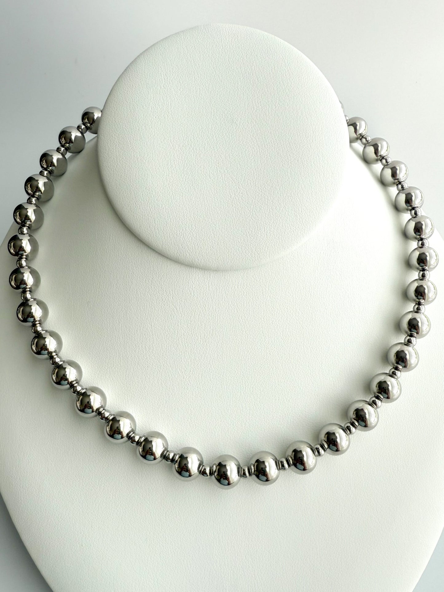 10mm Stainless Steel Beaded Necklace