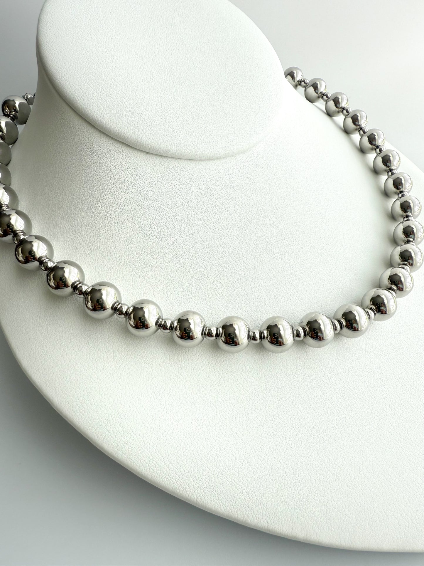 10mm Stainless Steel Beaded Necklace
