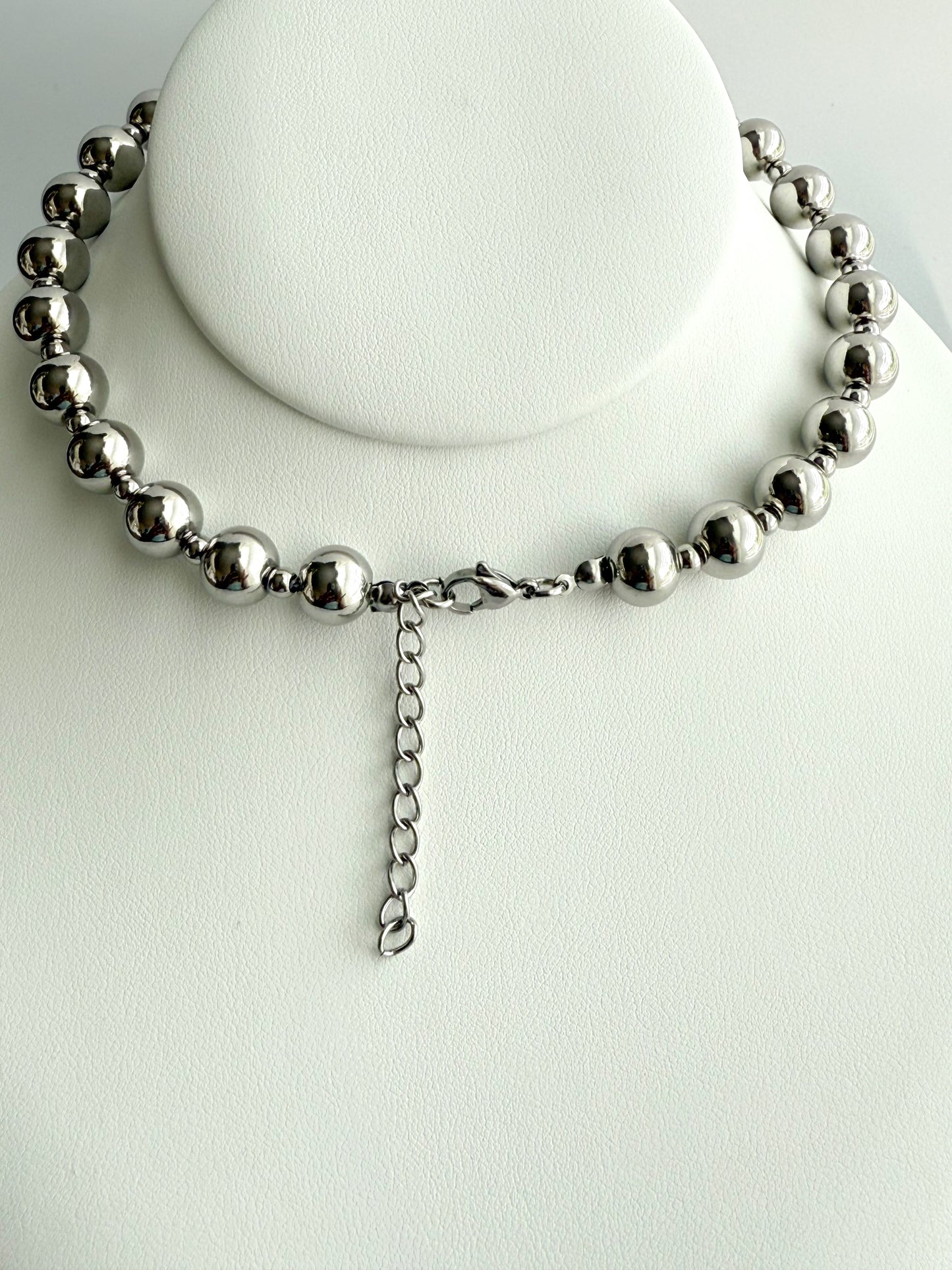 10mm Stainless Steel Beaded Necklace
