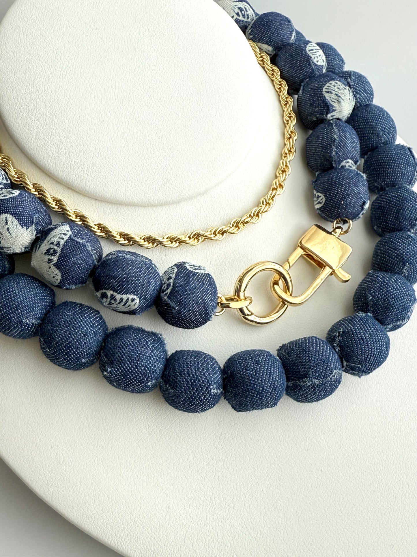 Dark Blue Denim Necklace