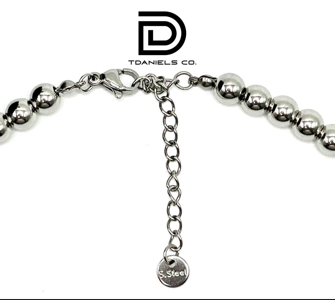 6mm Stainless Steel Beaded Necklace