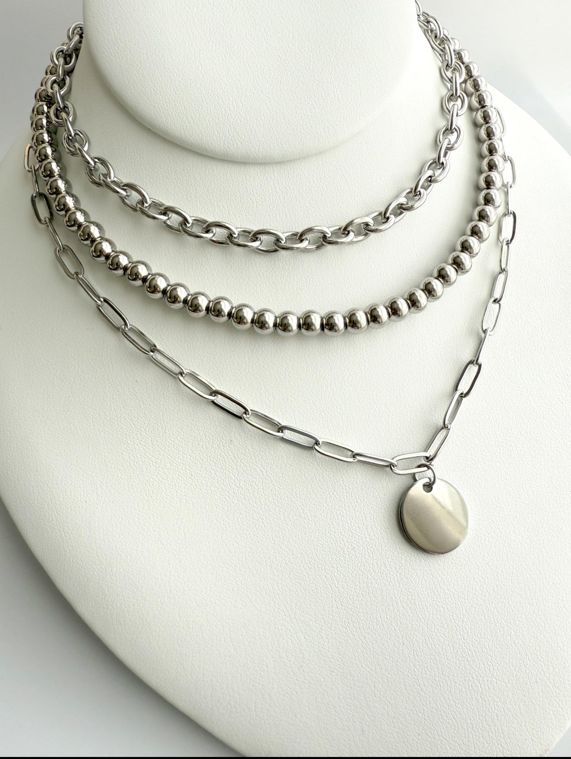 6mm Stainless Steel Beaded Necklace