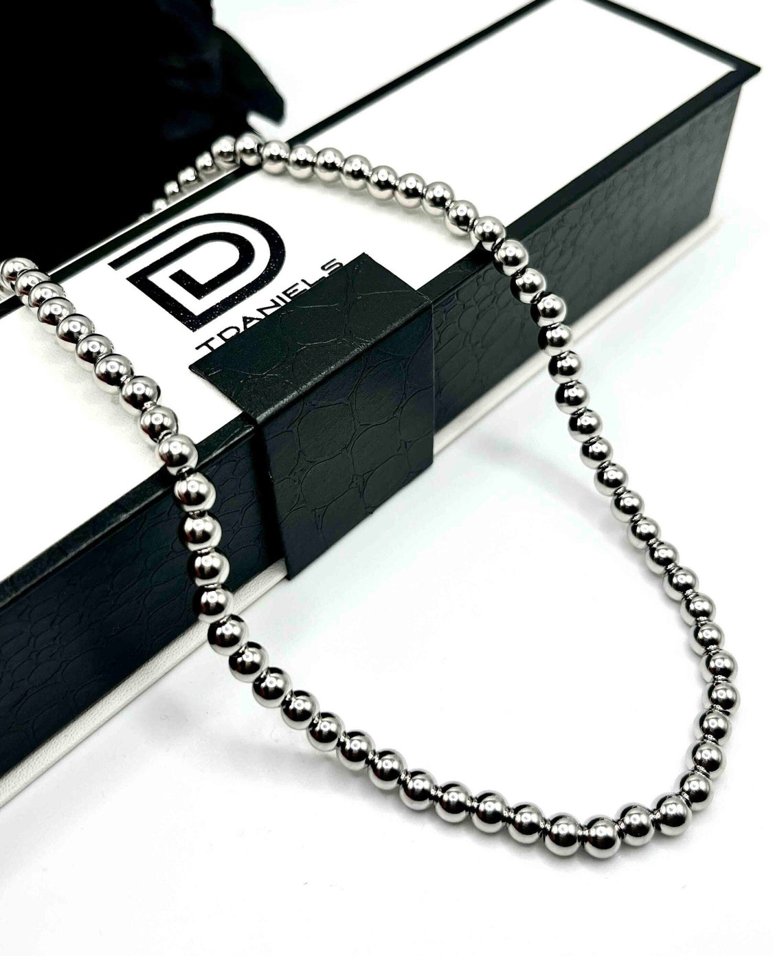 6mm Stainless Steel Beaded Necklace
