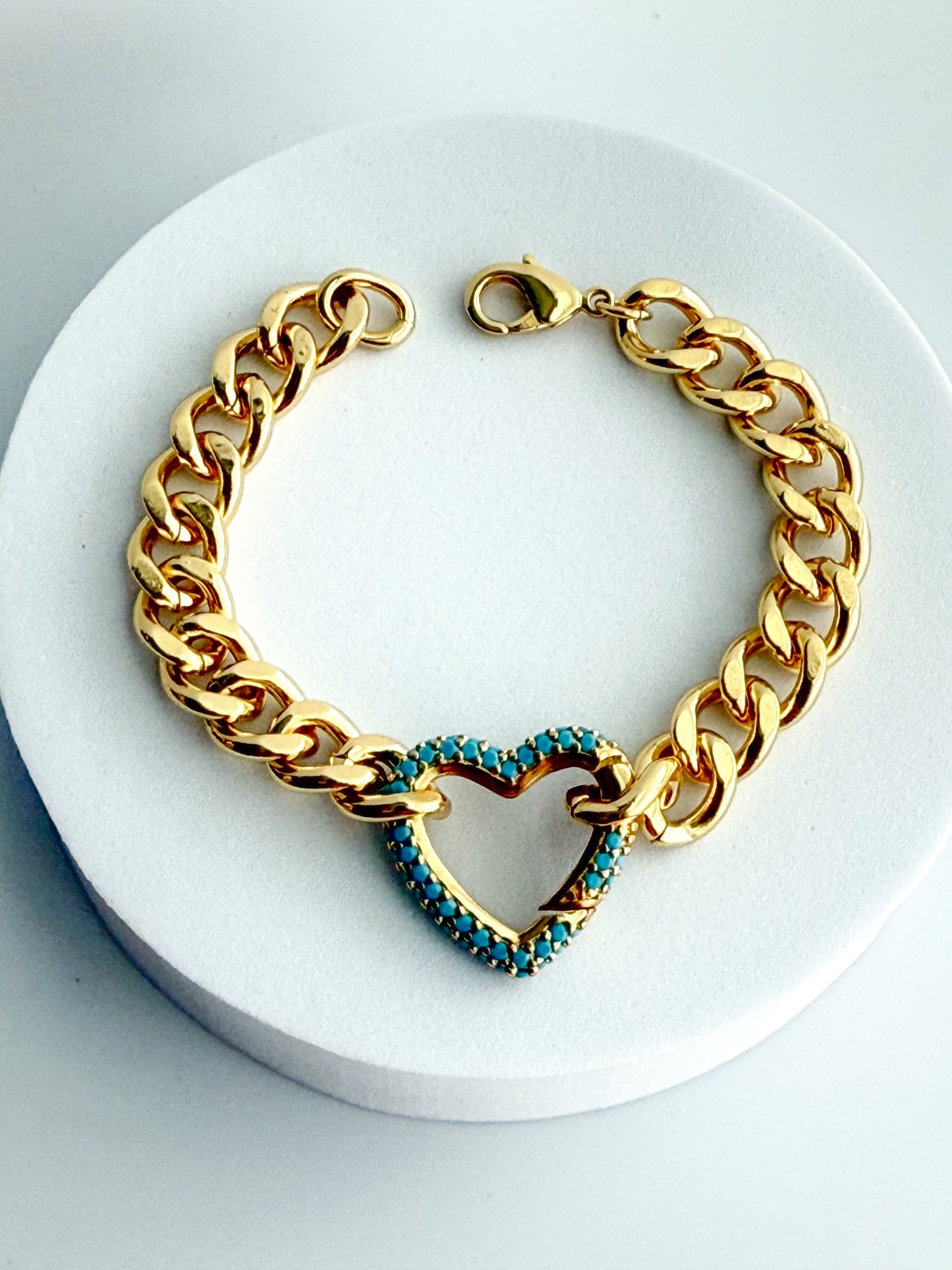 Chunky Cuban Link Heart Bracelet