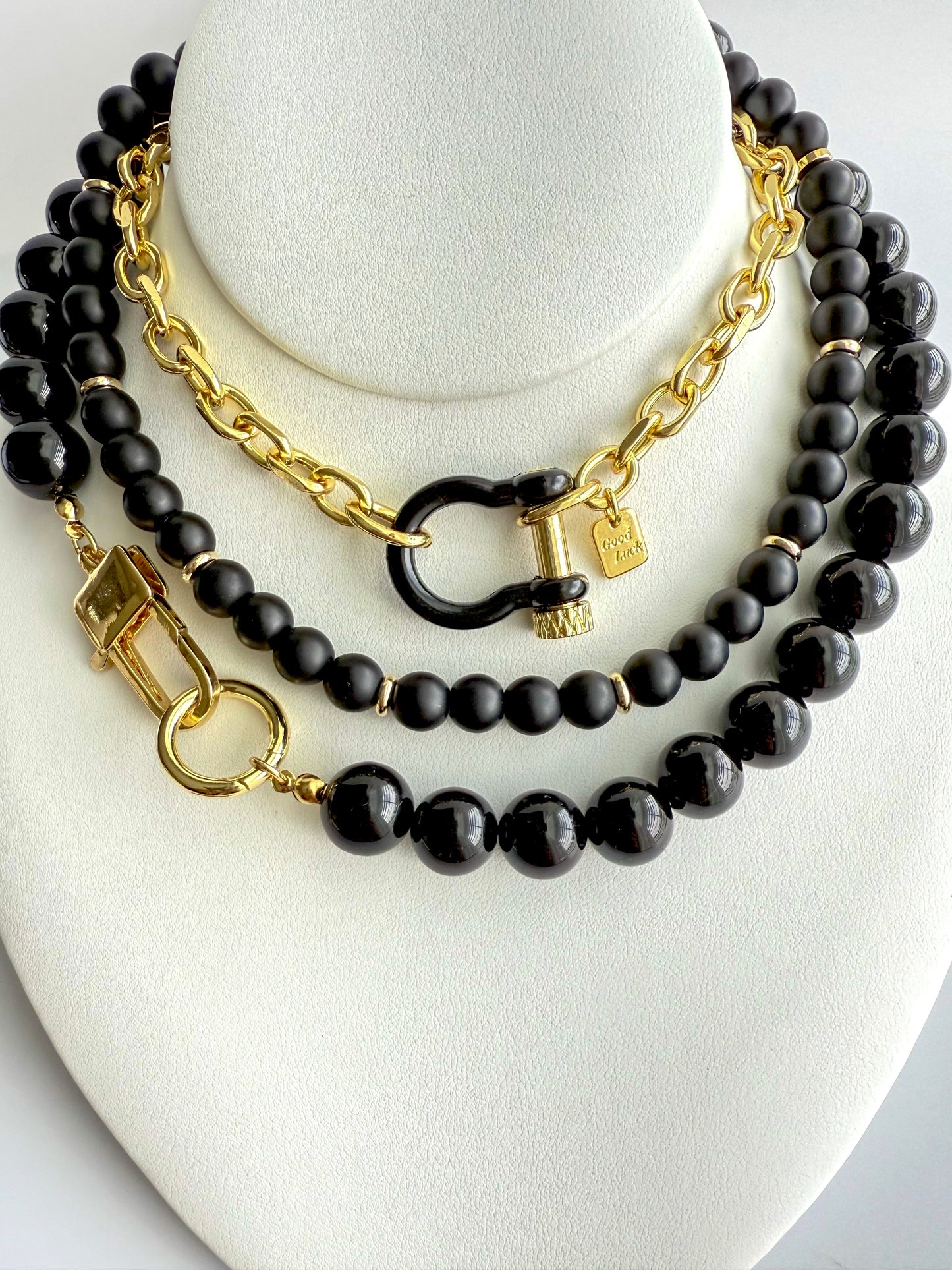 Matte Black Onyx Beaded Necklace