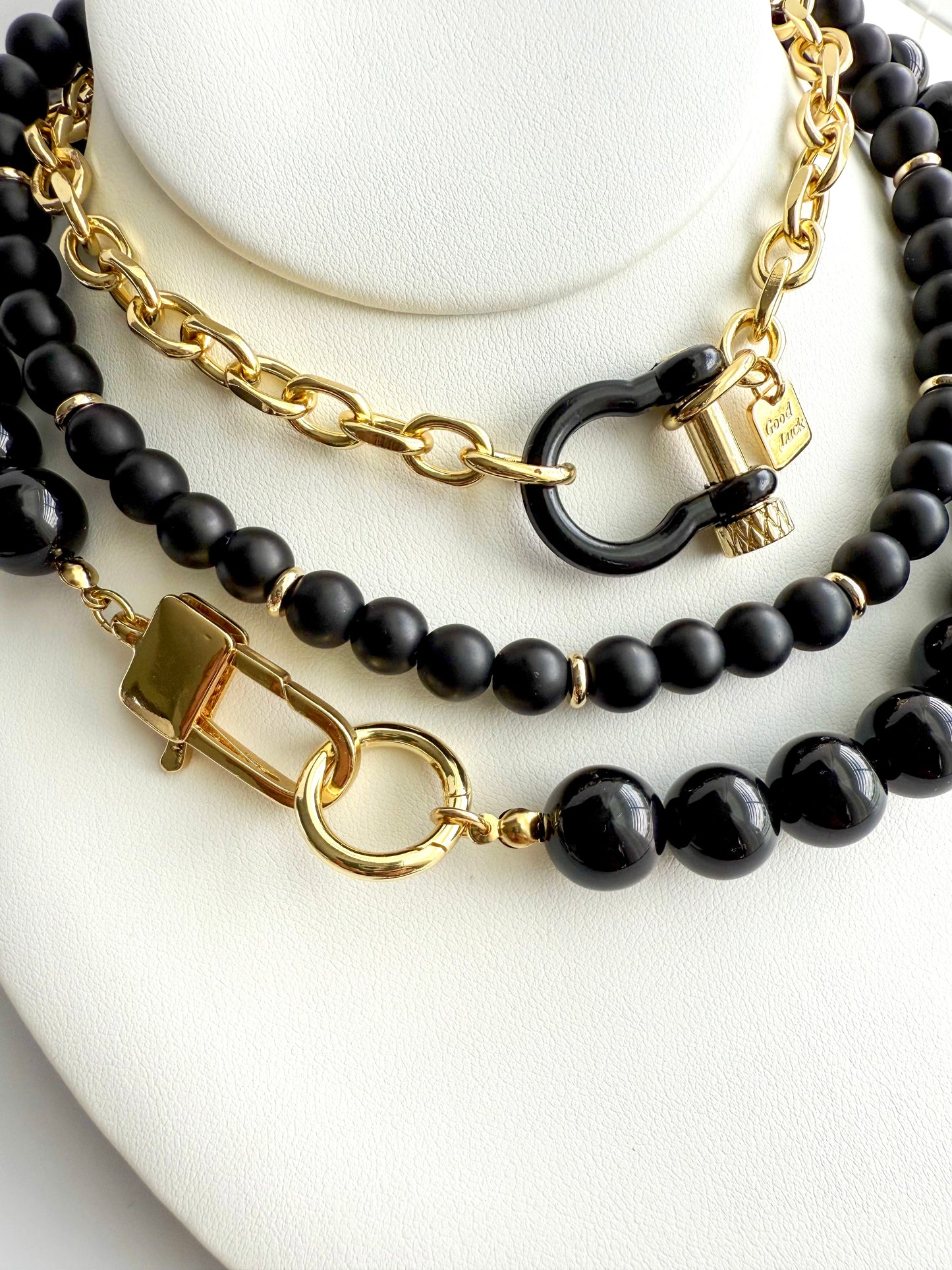 Matte Black Onyx Beaded Necklace