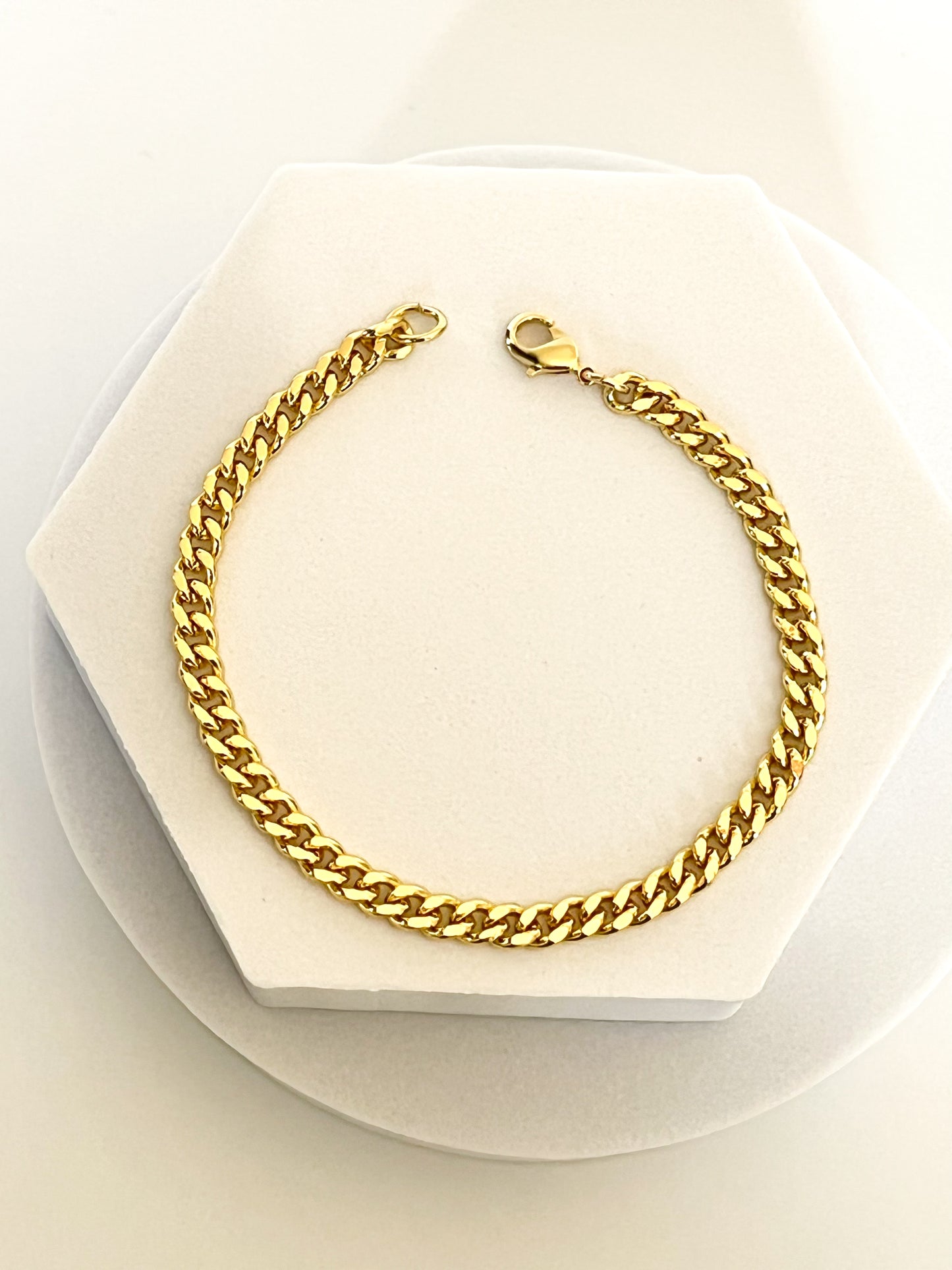 18K Gold Filled 4mm Cuban link Bracelet