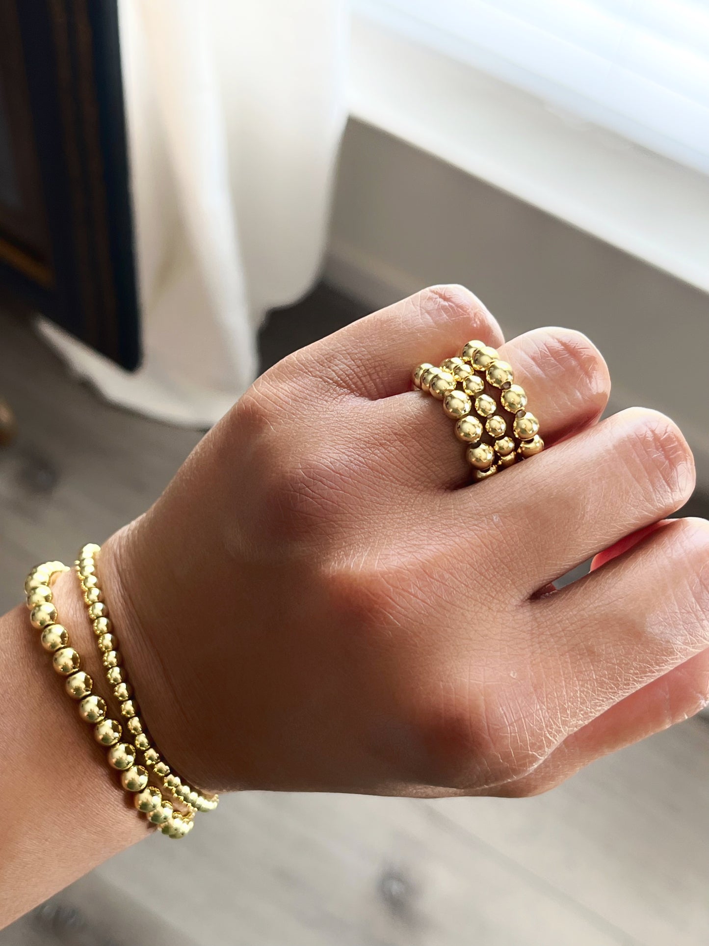 18k Gold Filled Beaded Rings