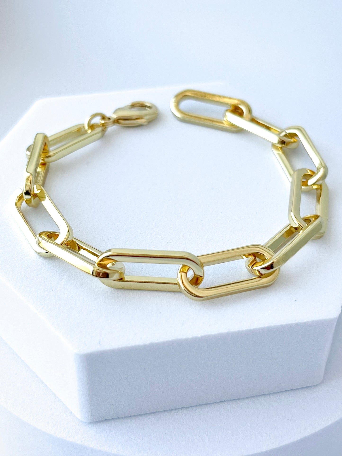 24k Gold Filled Thick Paperclip Bracelet