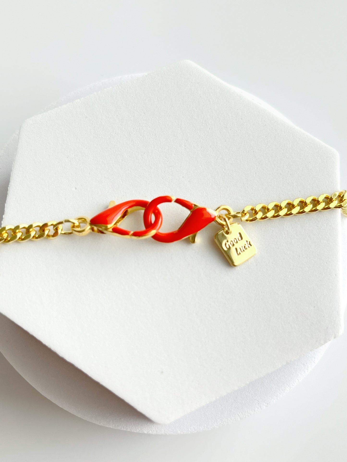 18K Gold Filled Orange Horseshoe Chain & Double Clasp Bracelets