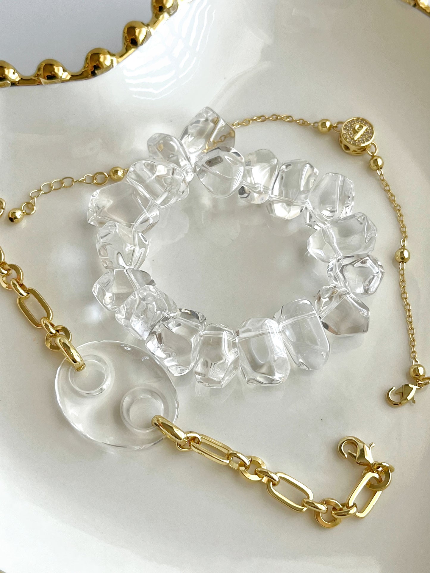 Clear Rock Crystal Beaded Bracelet