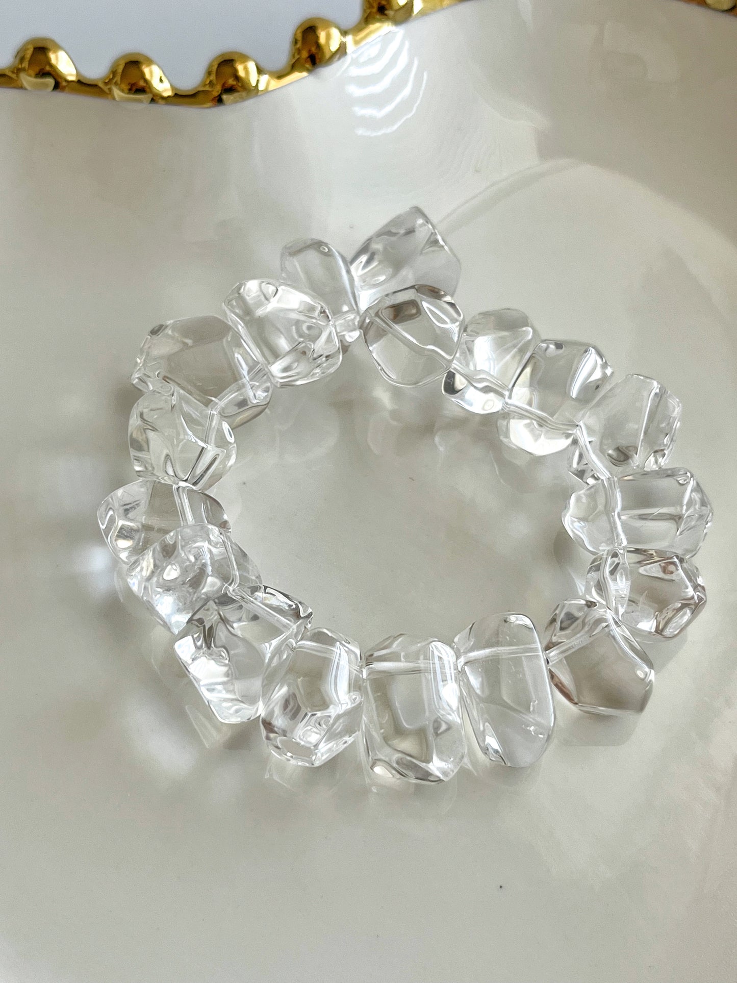 Clear Rock Crystal Beaded Bracelet