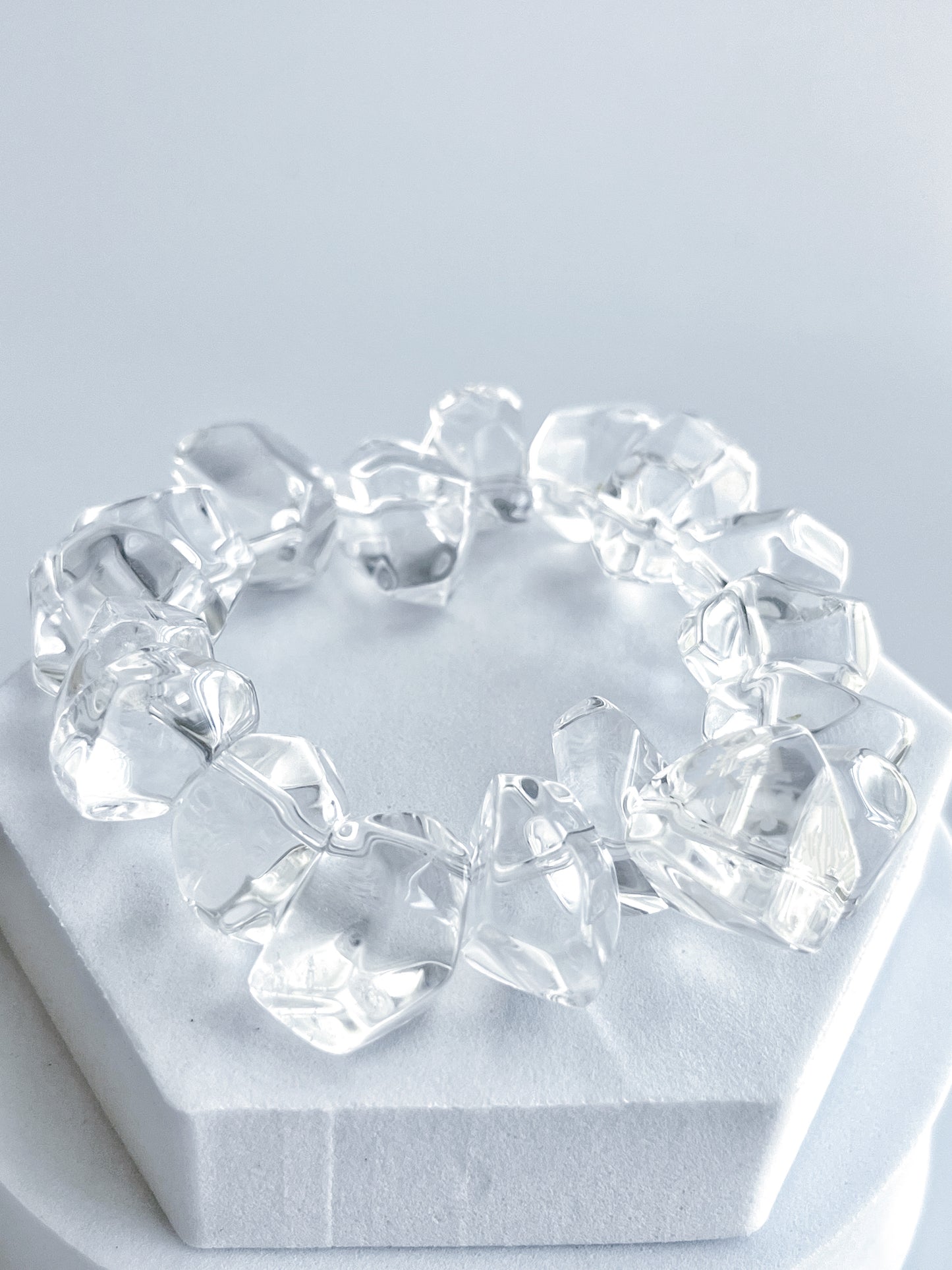 Clear Rock Crystal Beaded Bracelet