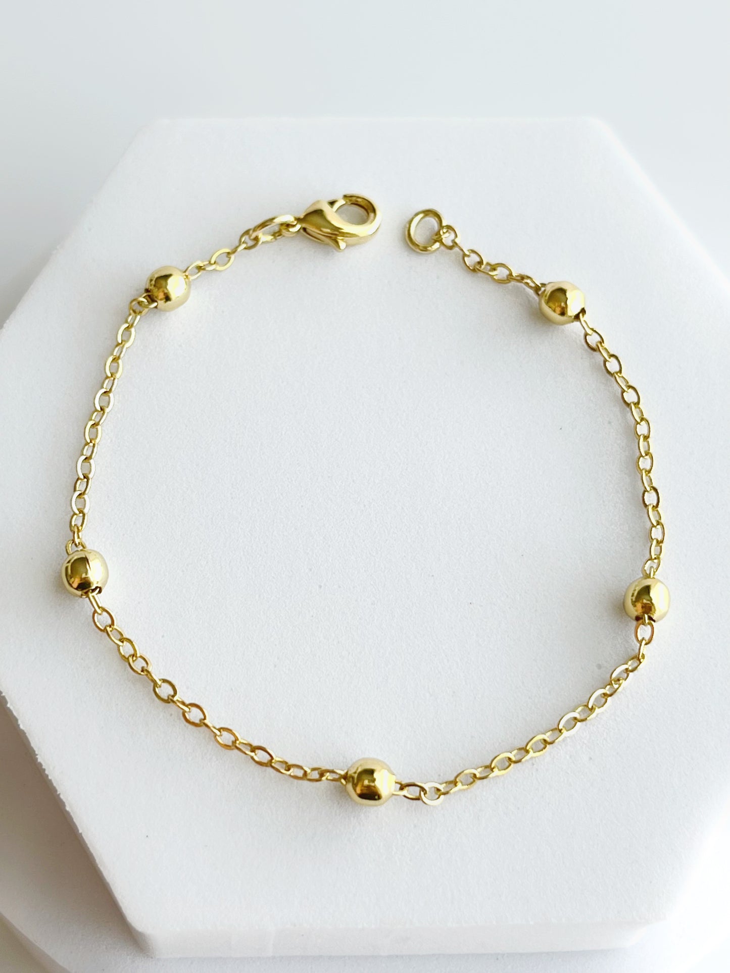 18K Gold Filled Beaded Chain Bracelet