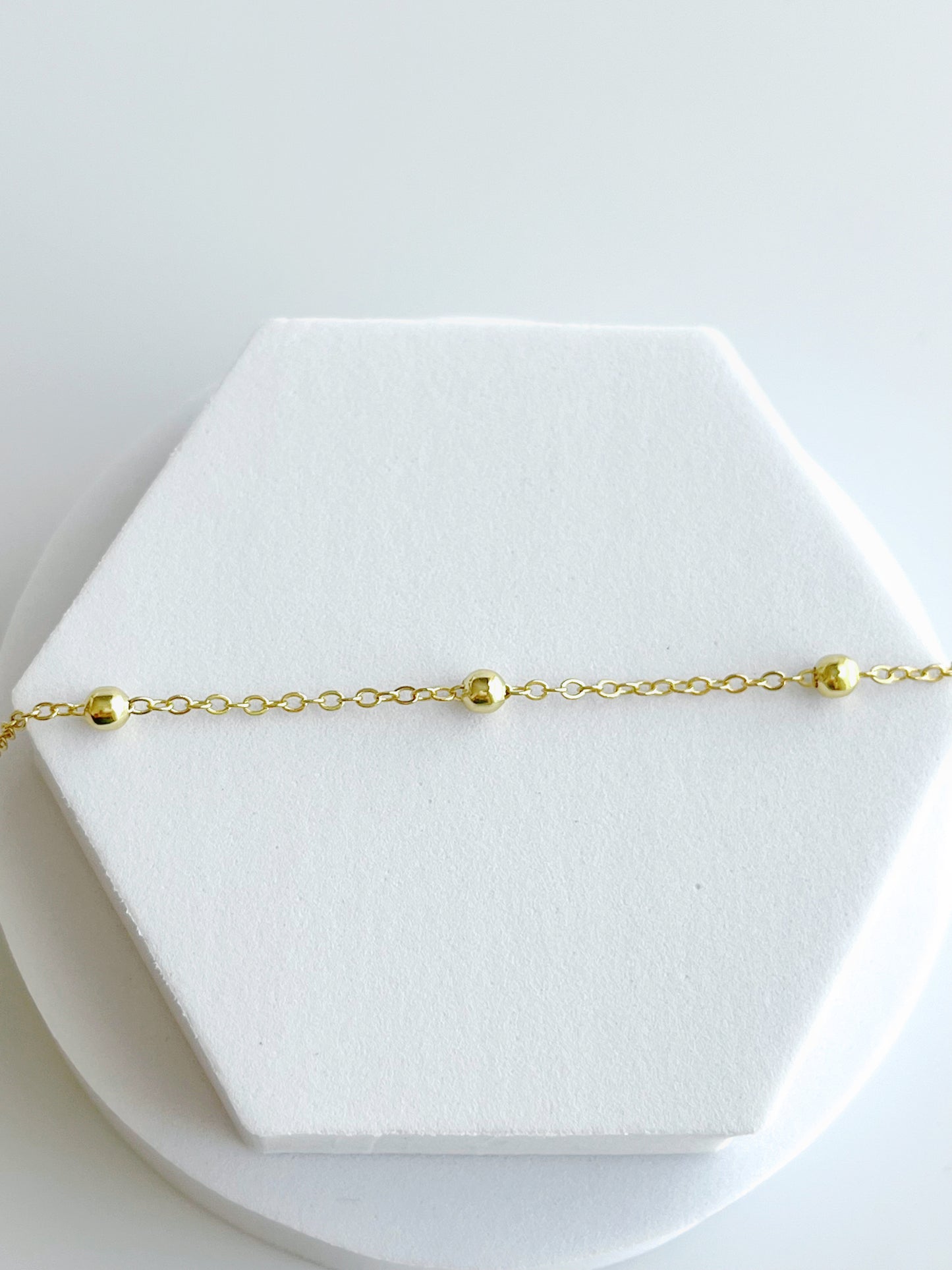18K Gold Filled Beaded Chain Bracelet