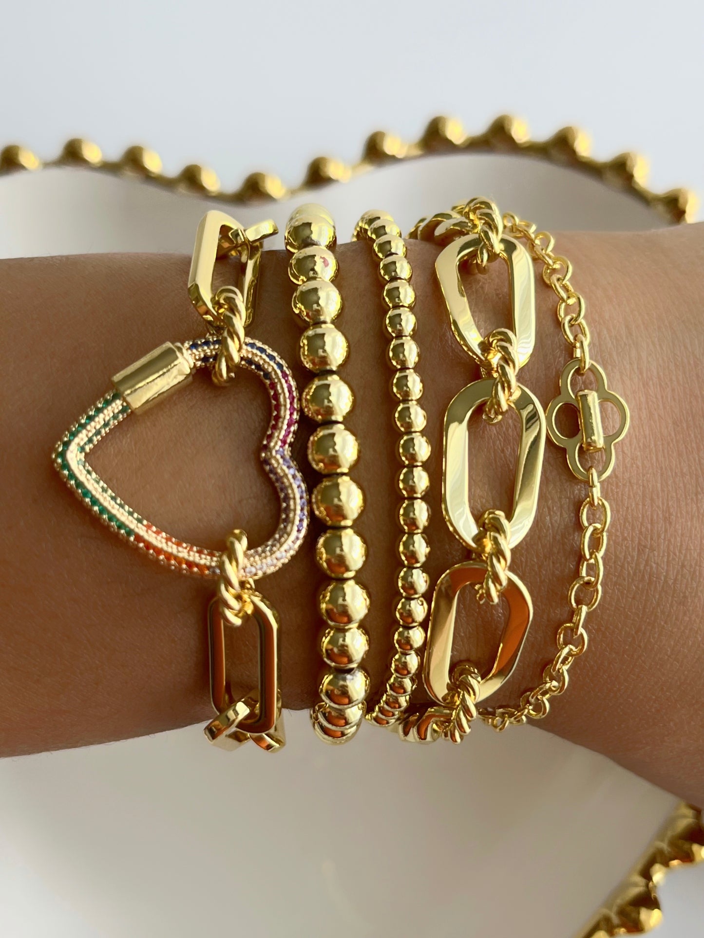 Thick Figaro & Cuban Chain Bracelet