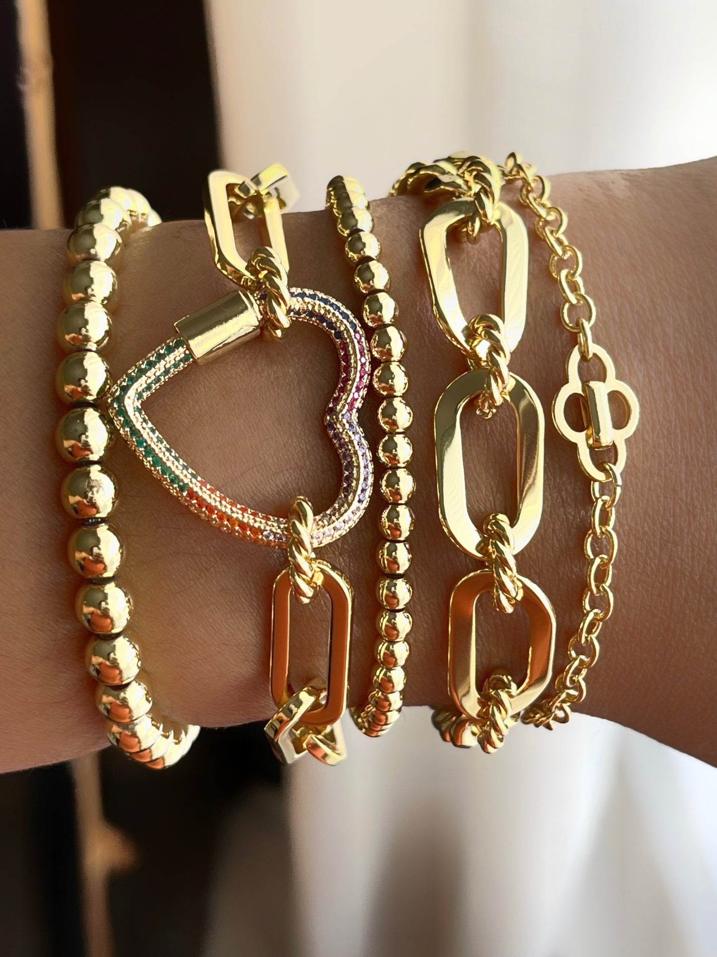 Thick Figaro & Cuban Chain Bracelet