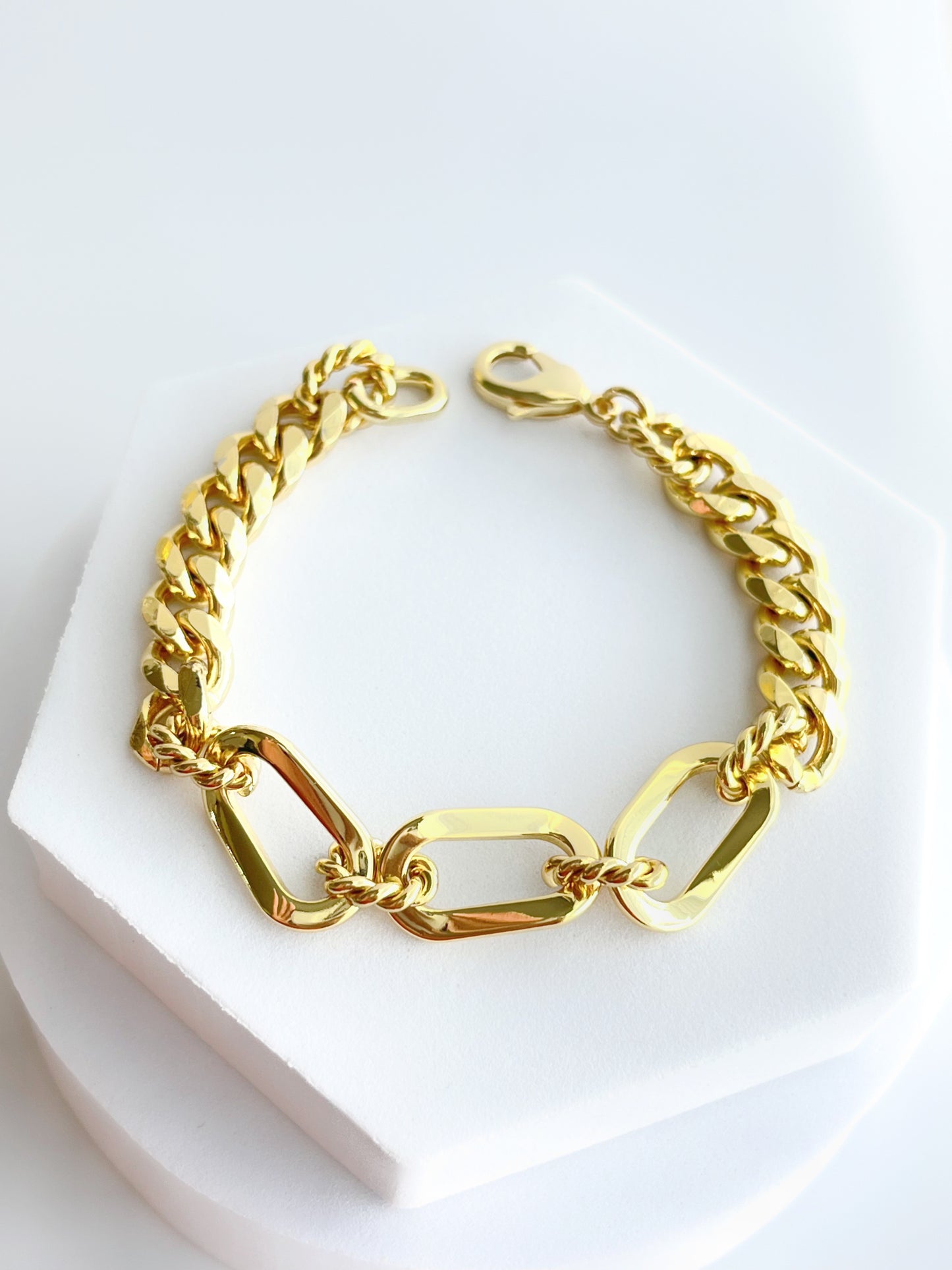 Thick Figaro & Cuban Chain Bracelet