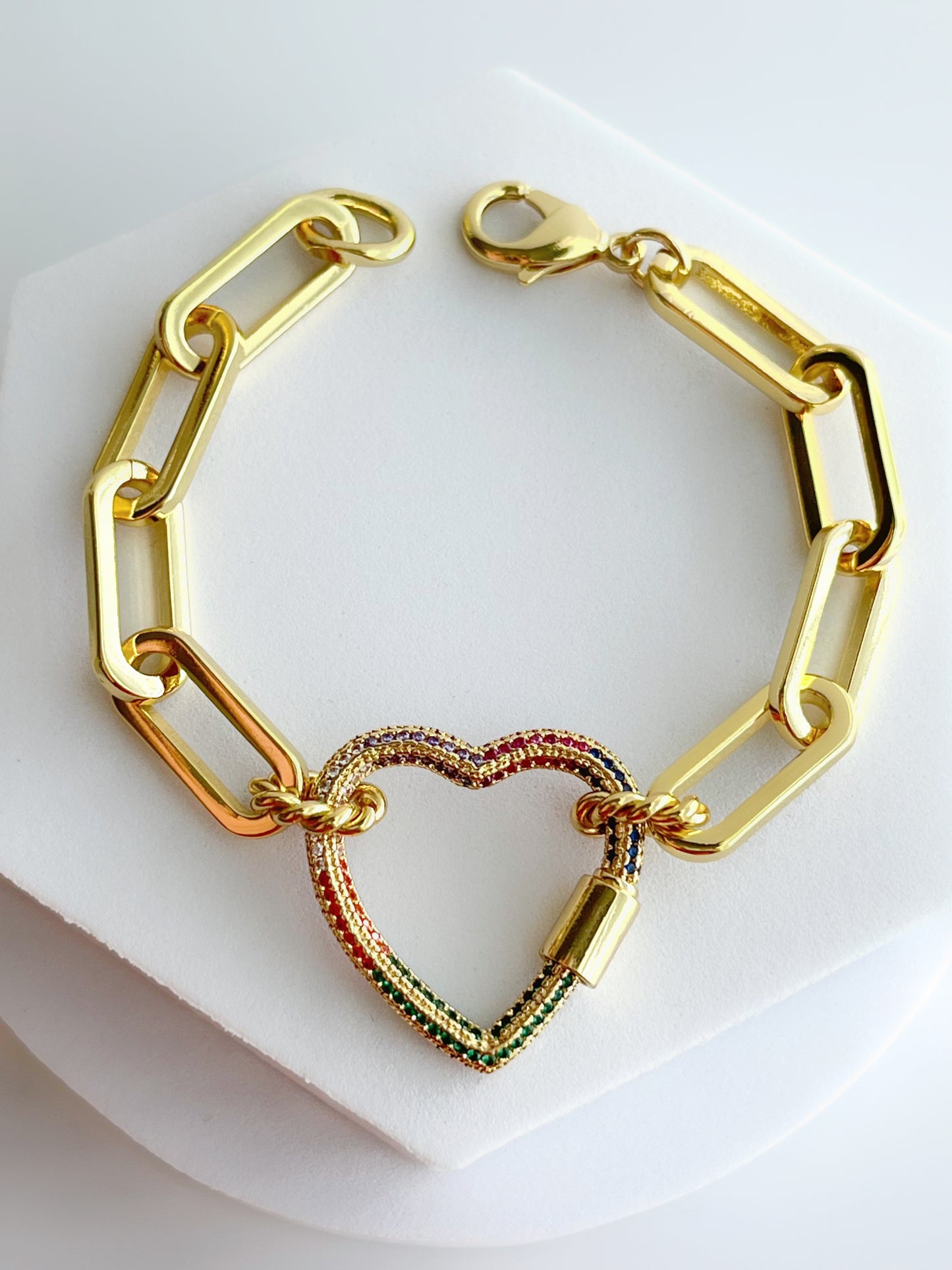 Thick Paperclip Heart Bracelet
