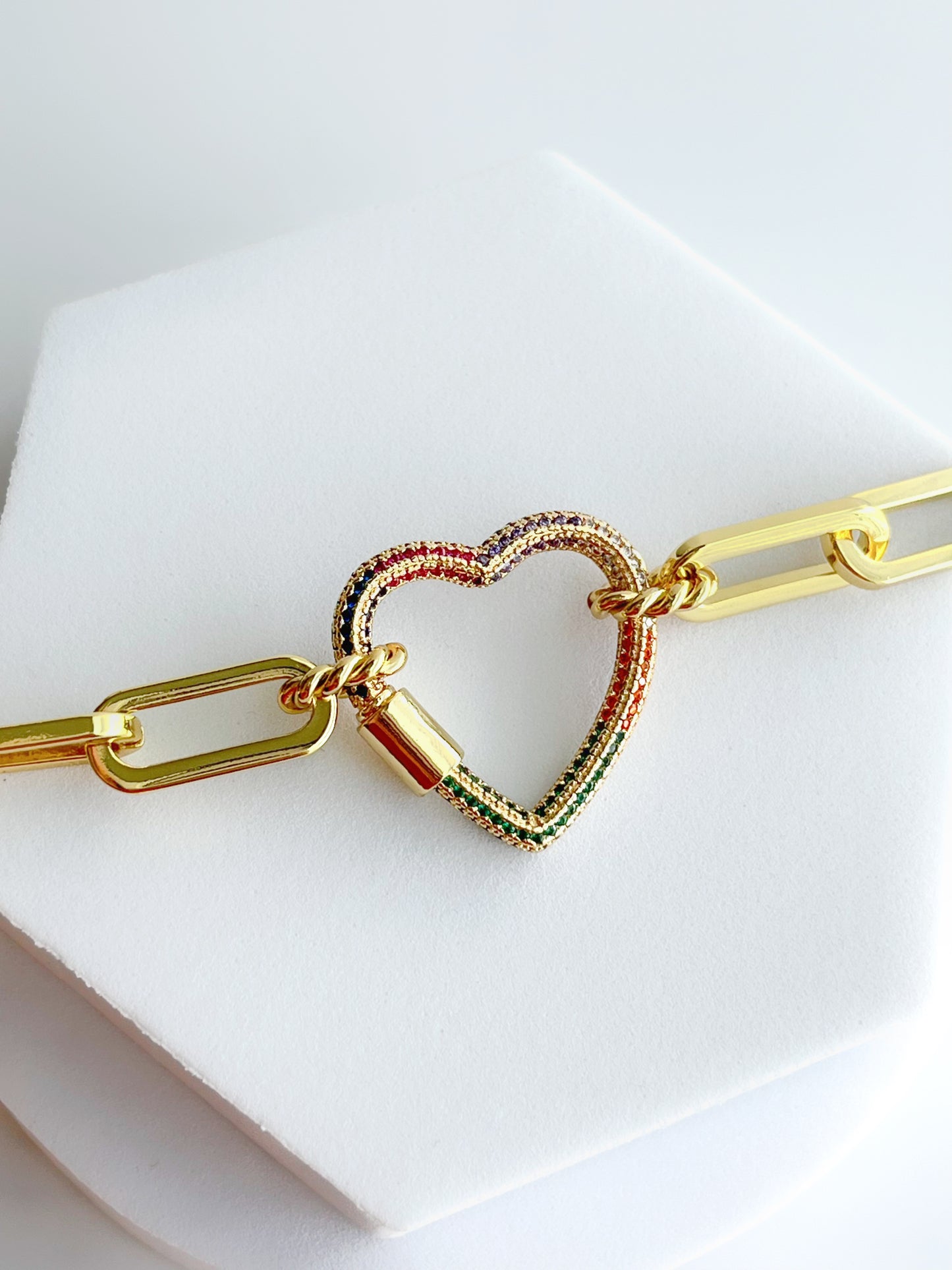 Thick Paperclip Heart Bracelet