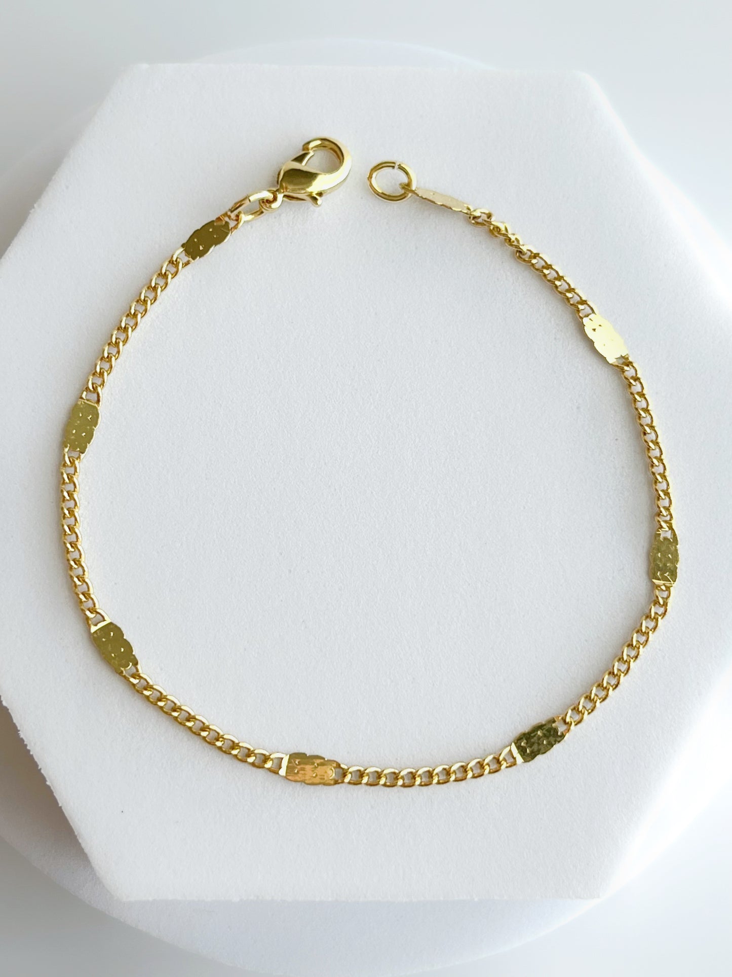 18K Gold Filled 3mm Curb Chain Bracelet