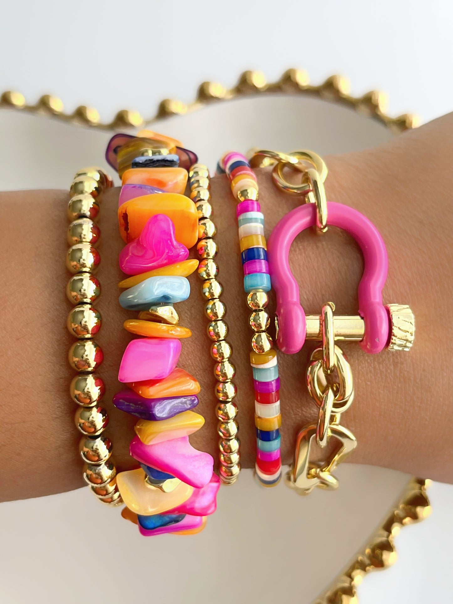 18K Gold Filled Hot Pink Horseshoe Bracelet