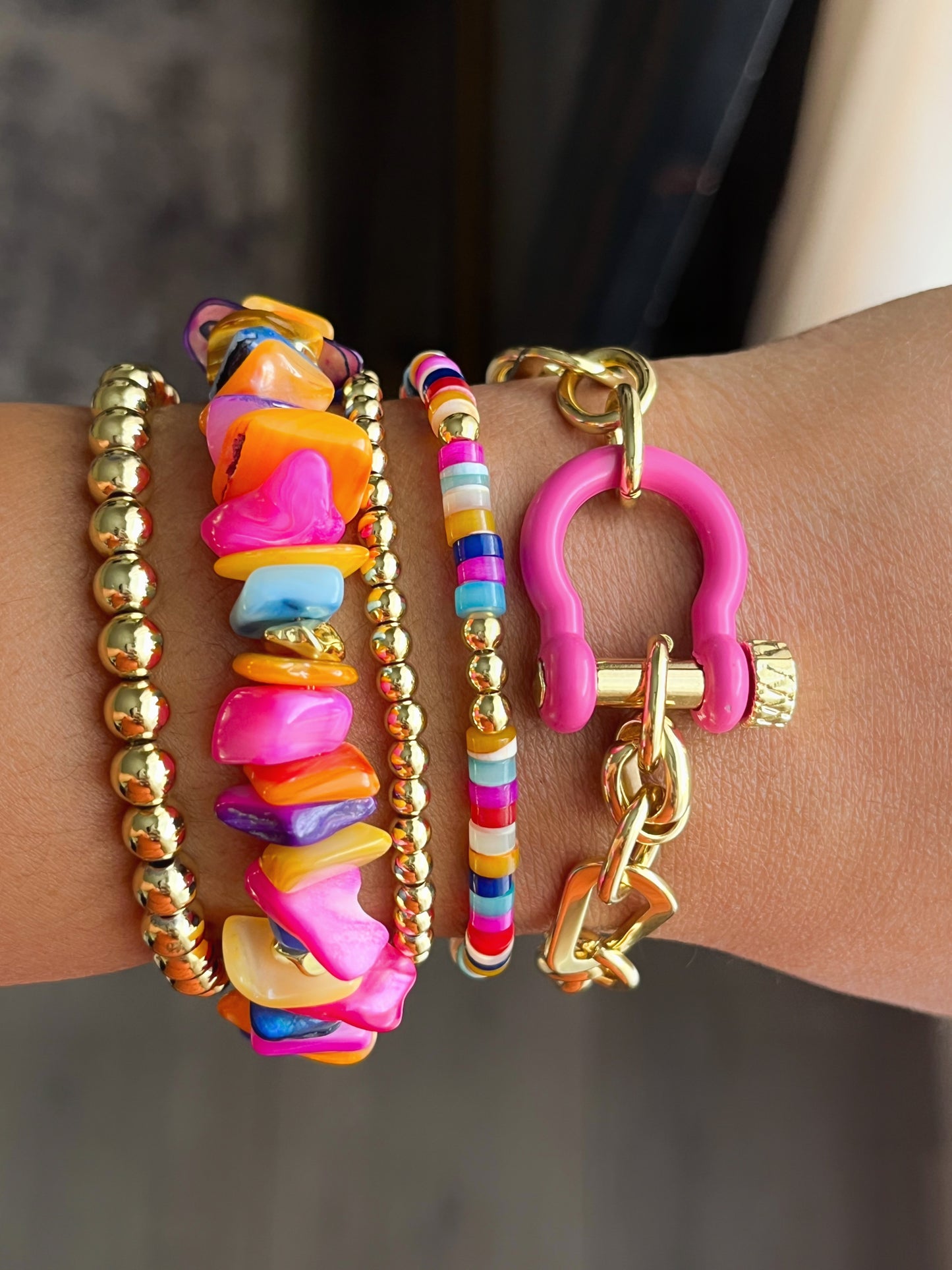 Mother of Pearl Heishi & Chip Bead Bracelets