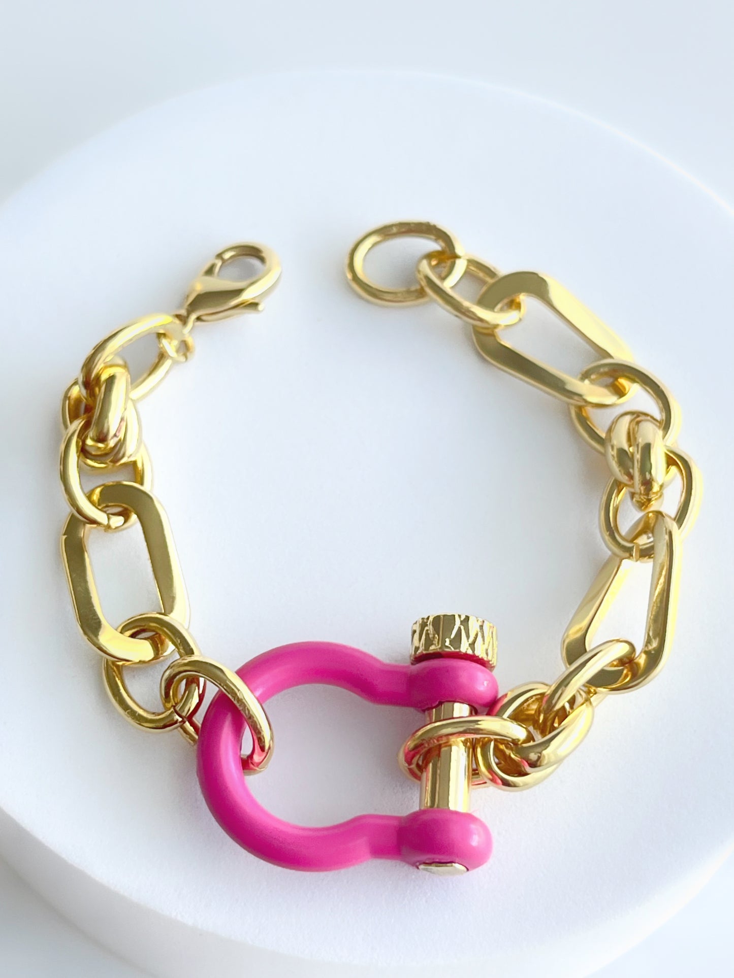 18K Gold Filled Hot Pink Horseshoe Bracelet