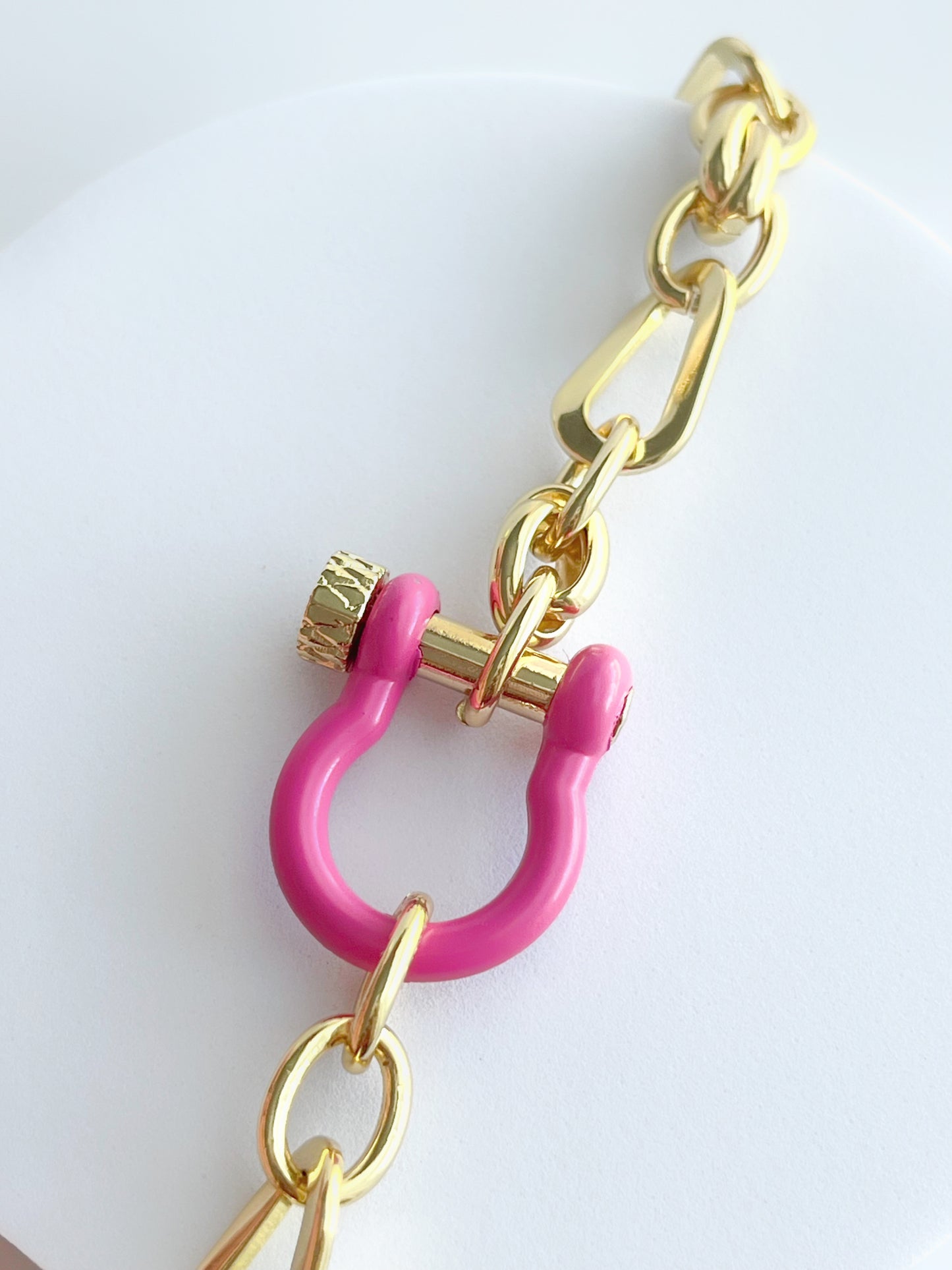 18K Gold Filled Hot Pink Horseshoe Bracelet