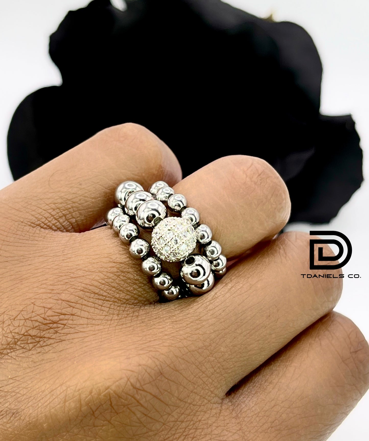Stainless Steel Beaded CZ Ring