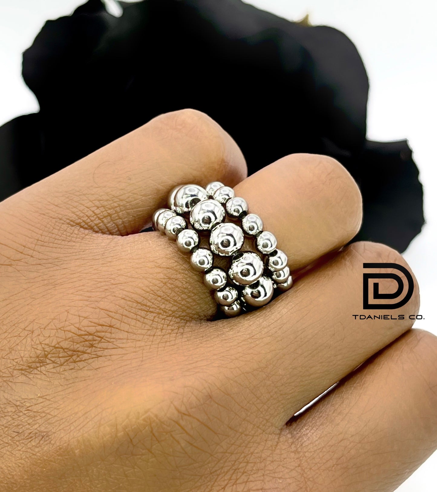 Stainless Steel Beaded CZ Ring