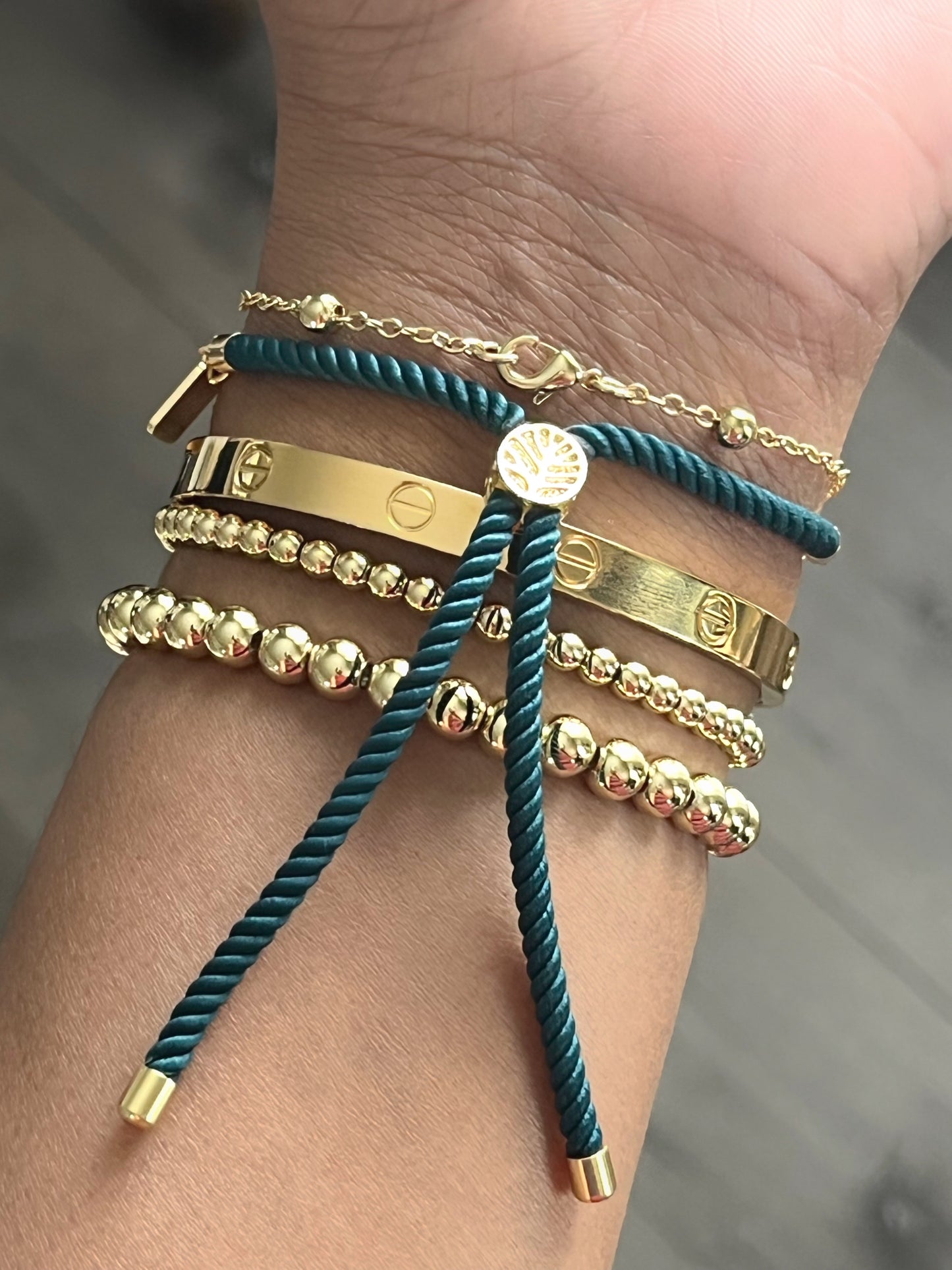 Dark Green Adjustable Slider Bracelet