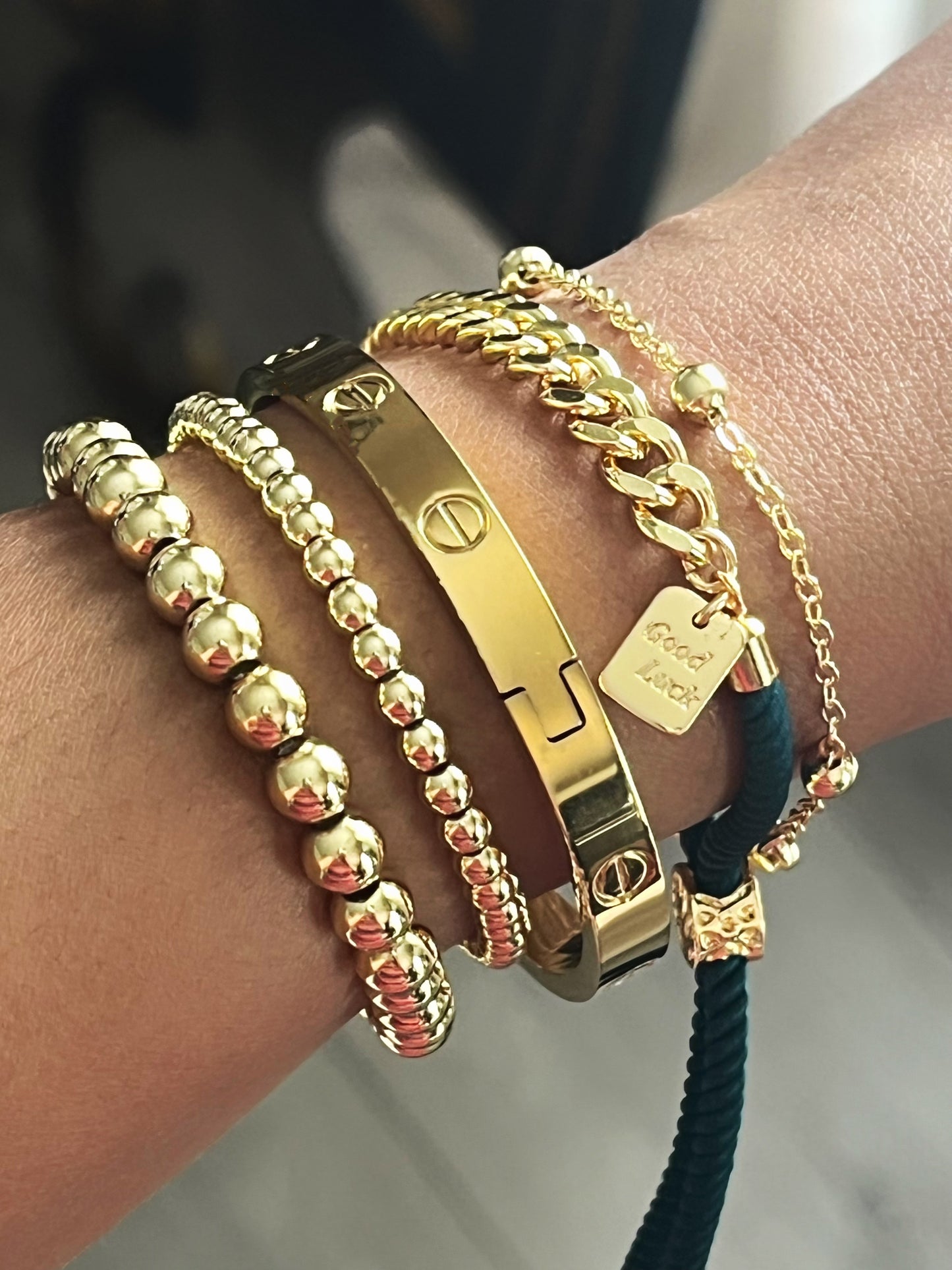 Dark Green Adjustable Slider Bracelet