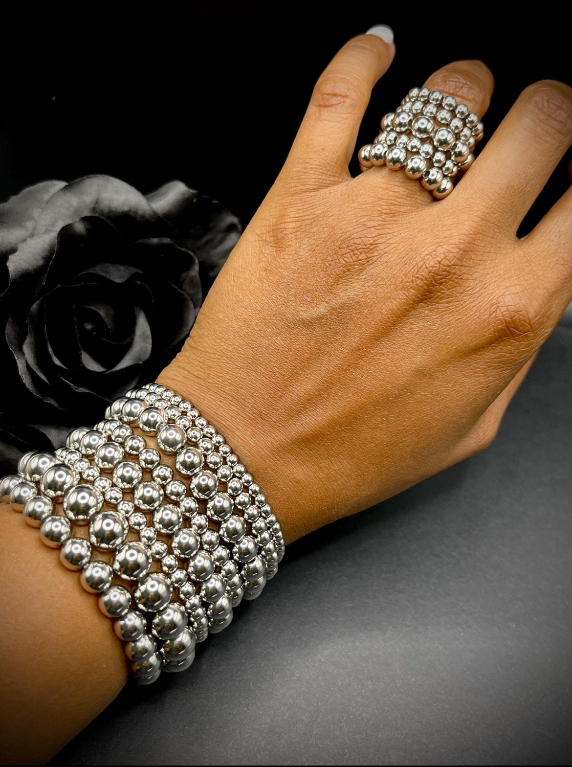 Stainless Steel Beaded Rings