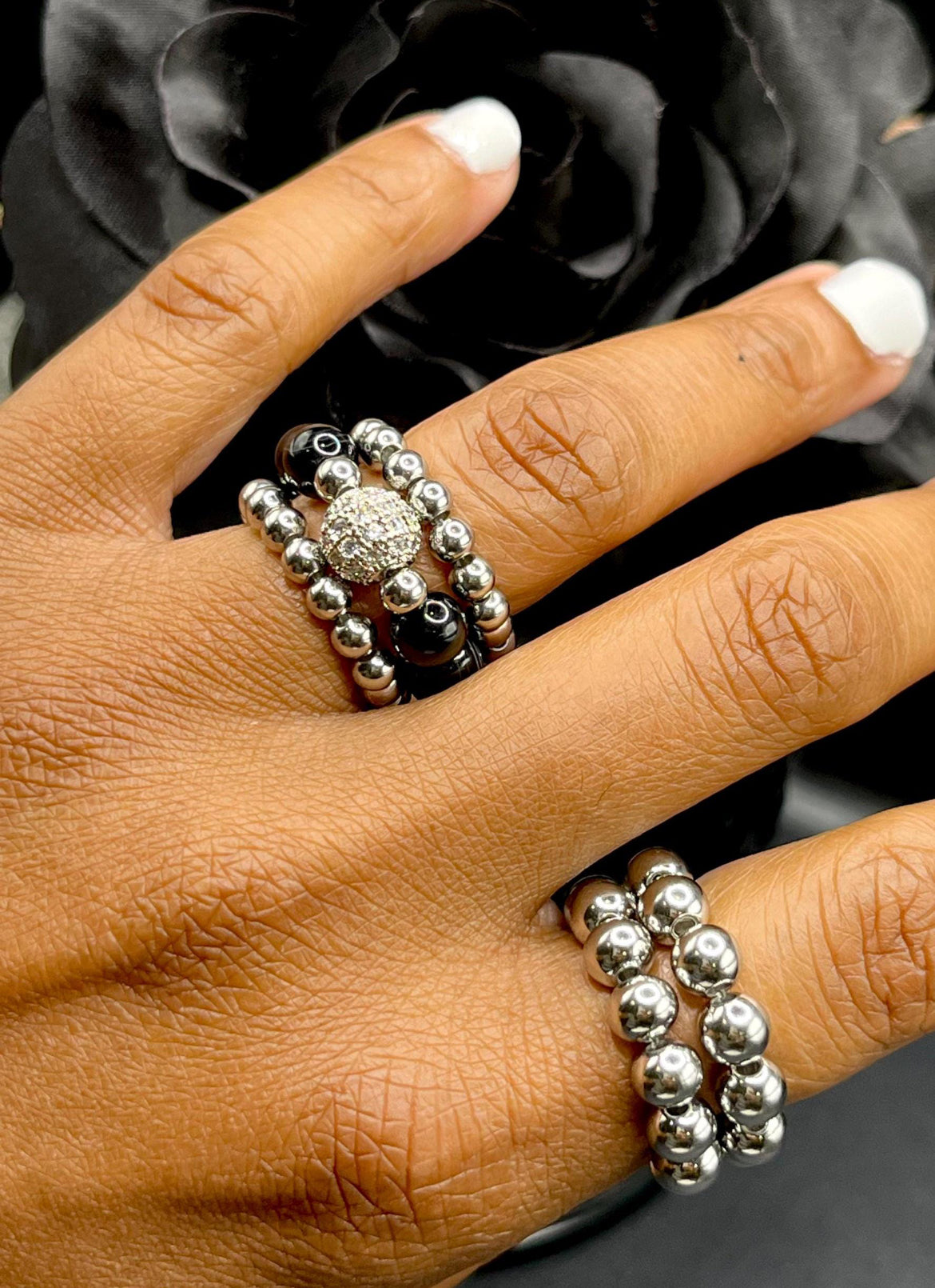 Stainless Steel Beaded Rings