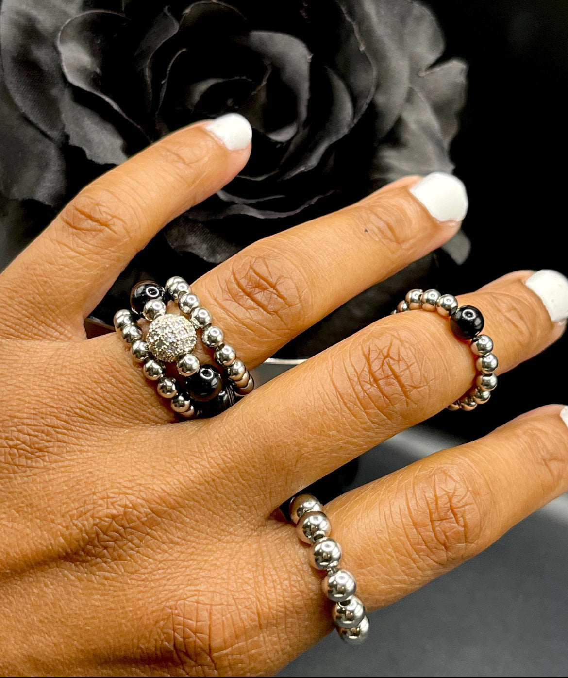 Stainless Steel Beaded Rings