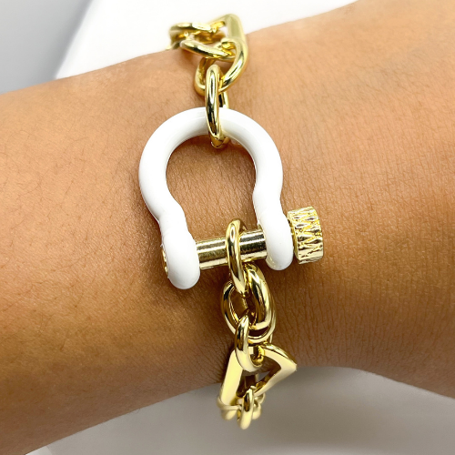 18K Gold Filled White Horseshoe Bracelet