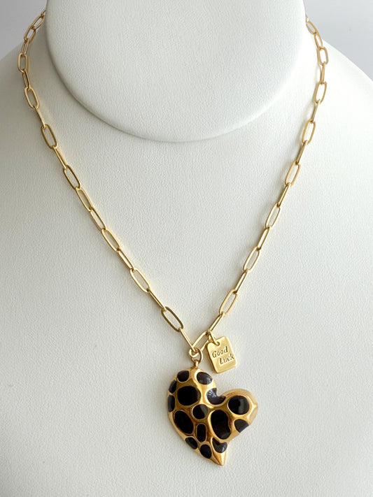Black Heart Paperclip Necklace
