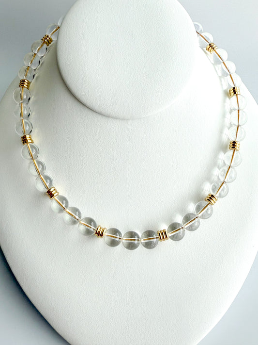 Clear Crystal Quartz Beaded Necklace