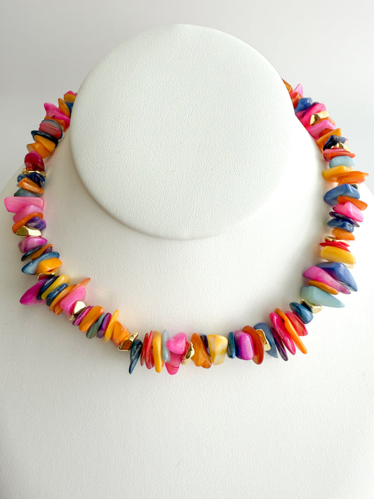 Mother of Pearl Chip Beaded Necklace - Limited Edition