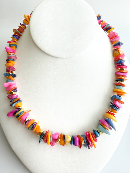 Mother of Pearl Chip Beaded Necklace - Limited Edition