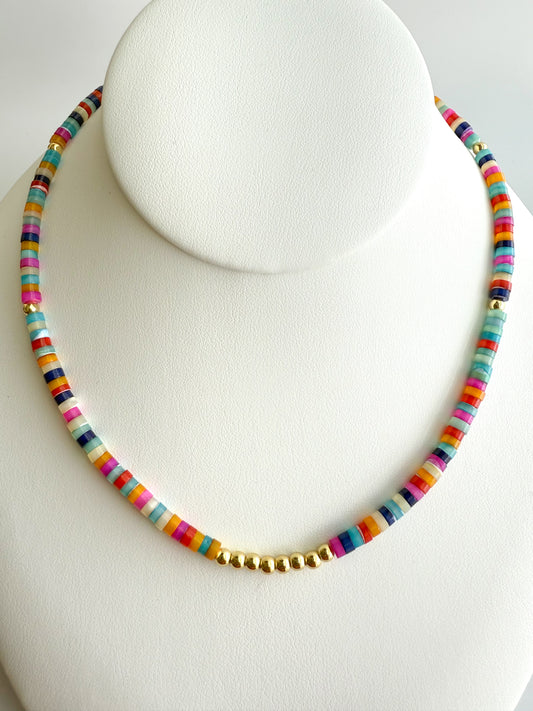 Mother of Pearl Heishi Beaded Necklace - Limited Edition