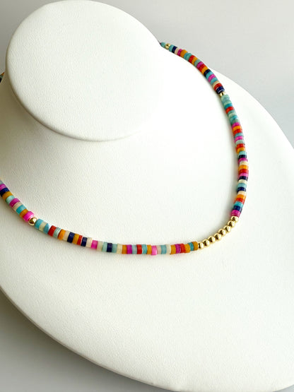Mother of Pearl Heishi Beaded Necklace - Limited Edition