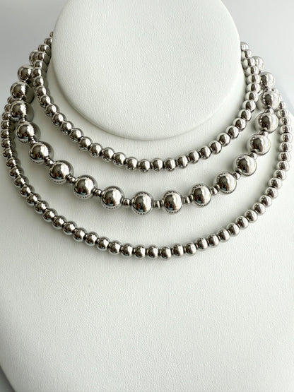 10mm Stainless Steel Beaded Necklace