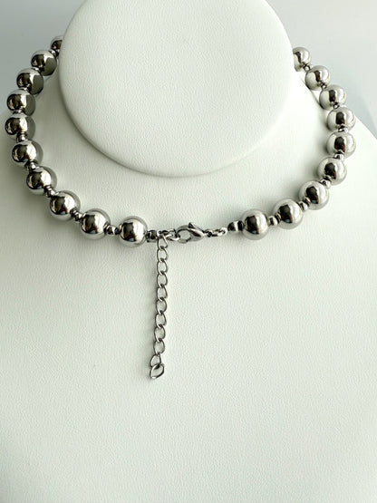 10mm Stainless Steel Beaded Necklace